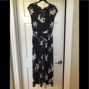 Cap sleeve floral jumpsuit